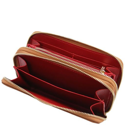 Mira - Double zip around leather wallet